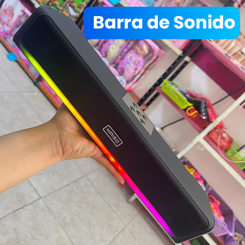 Barra de sonido elegante y portátil. Para sala, oficina y más.